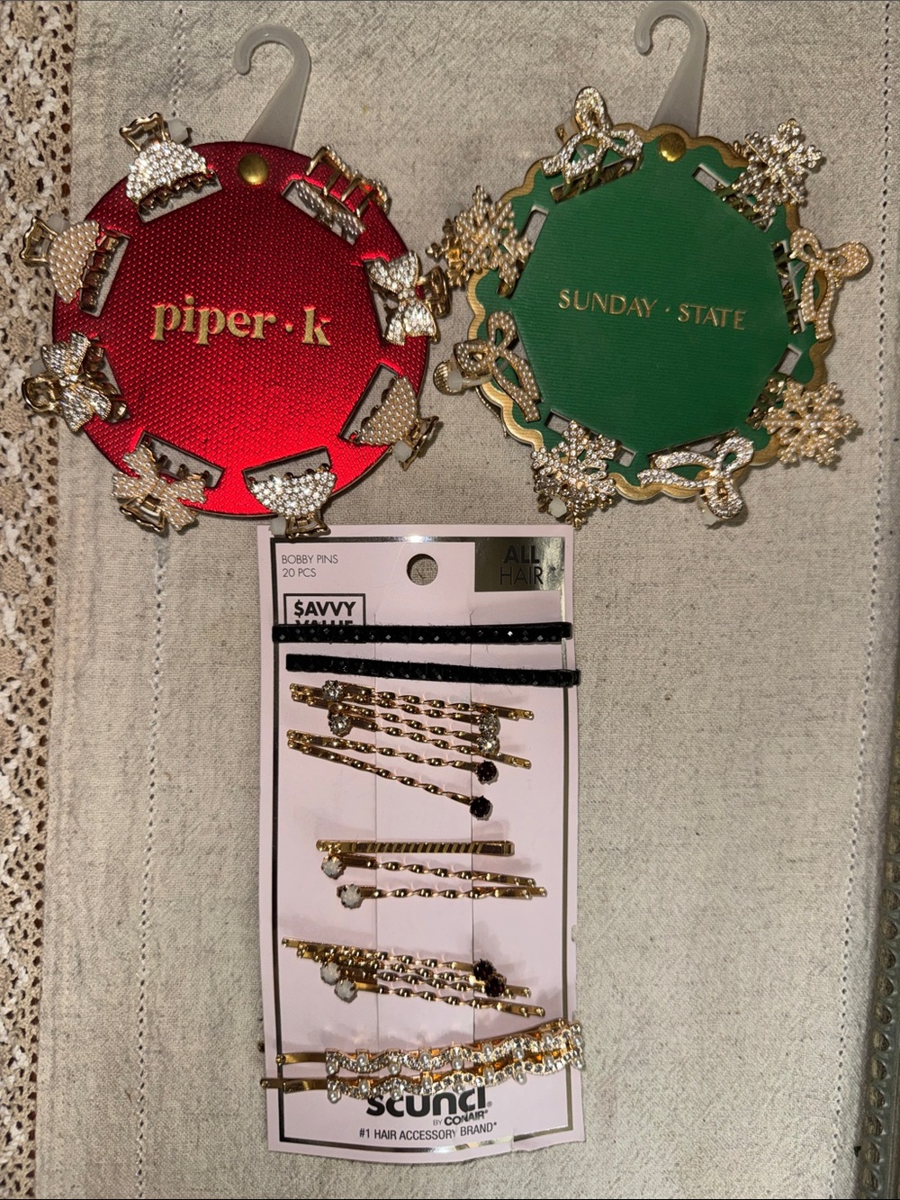 Piper Hair Clips Decorative Hair Clip Duo with Crystal and Pearl Accents